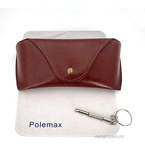 polemax Soft Slip in PU Leather Eyeglass Sunglasses Pouch Case Portable Glasses Protection Bag Holder (Brown)