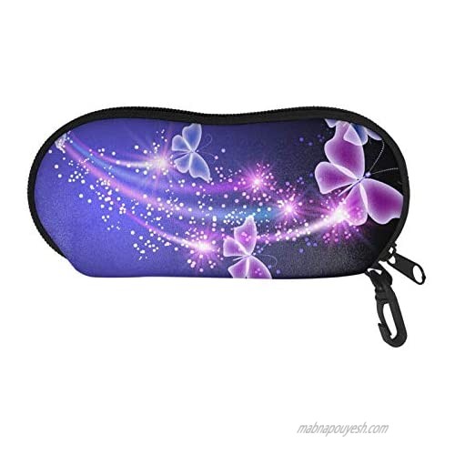 QIZHAOLAN Women Sunglasses Case Portable Butterfly Glasses Soft Eyeglasses Pouch Bag Protector Eyewear Accessories for Office School Butterfly Purple