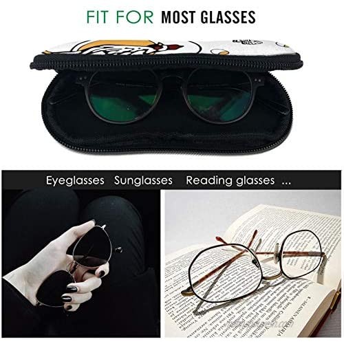 Roseanne'S Chicken Stylish Art Glasses Case With Carabiner Ultra Light Portable Neoprene Zipper Sunglasses Soft Case