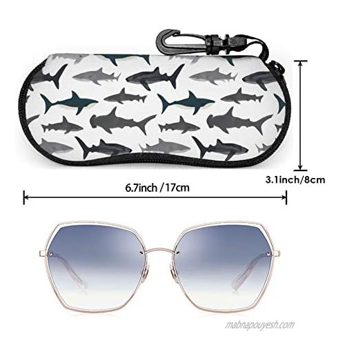 Sharks Nautical Boys Glasses Case Ultra Lightzipper Portable Storage Box For Traving Reading Running Storing Sunglasses