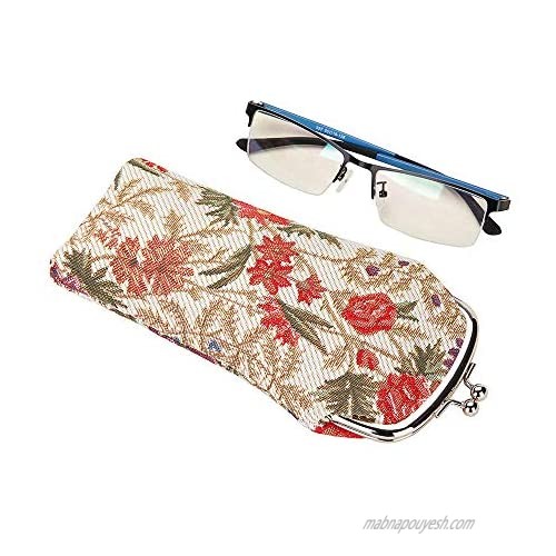 Signare Tapestry Glasses Case for Women Eyeglass Case with Flower Meadow Design