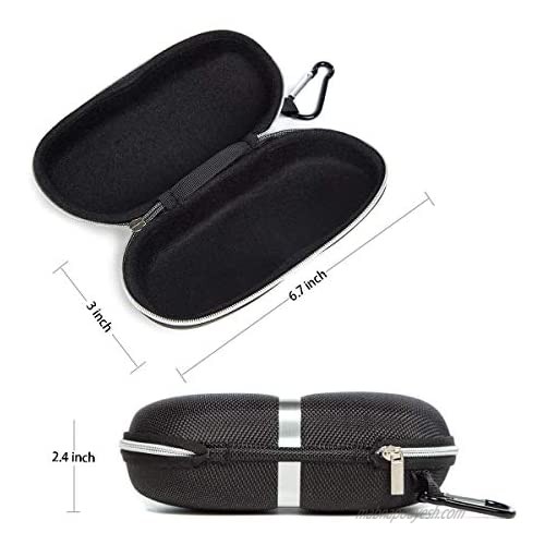 Sunglasses Case Portable Travel Zipper Eyeglasses Hard Case Glasses Case with Hook For Mens and Womens Color Black
