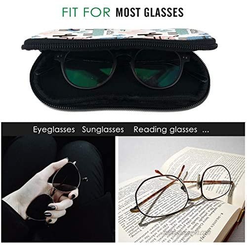 Sunglasses Soft Case For Women Men Ultra Light Neoprene Zipper Eyeglass Case With Belt Clip