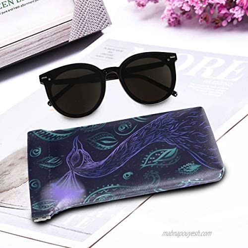 Tarity Purple Peacock Eyeglasses Case Soft Sunglasses Pouch Storage Cleaning Glasses Bag Squeeze PU Leather Eyeglass Gadgets for Women Kids Men