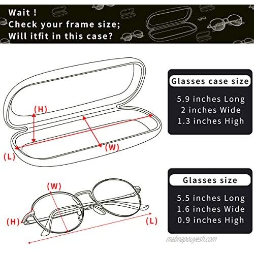 Unisex Hard Shell Eyeglasses Cases Protective Case For Glasses with Matching Eyeglass Pouch & Cleaning Cloth