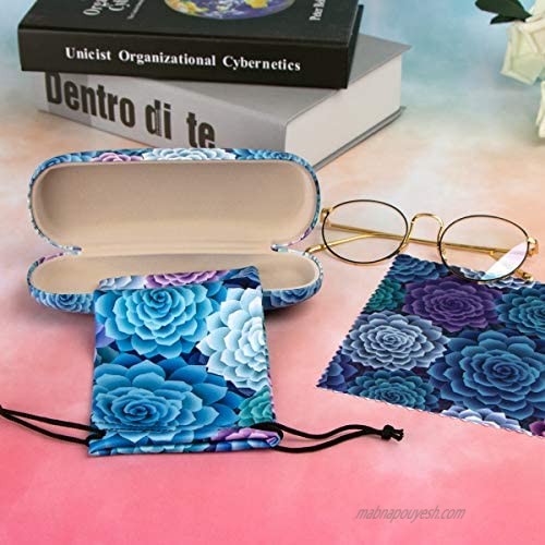 Unisex Hard Shell Eyeglasses Cases Protective Case For Glasses with Matching Eyeglass Pouch & Cleaning Cloth