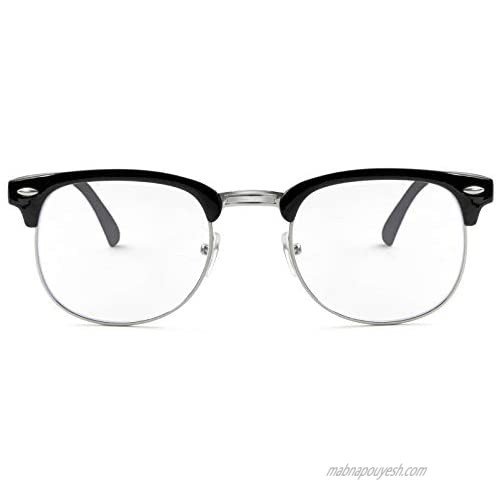 Blue Light Blocking Glasses for Women Men Classic Semi Rimless Fake Nerd Anti Blue Ray Computer Eyeglasses