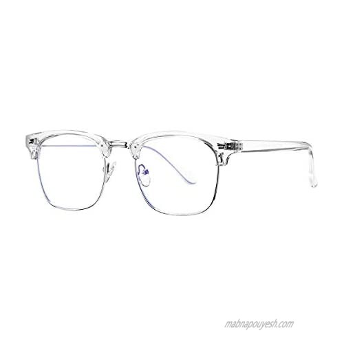 COASION Blue Light Blocking Glasses Semi-Rimless Clear Lens Computer Game Eyeglasses Eyewear Frame