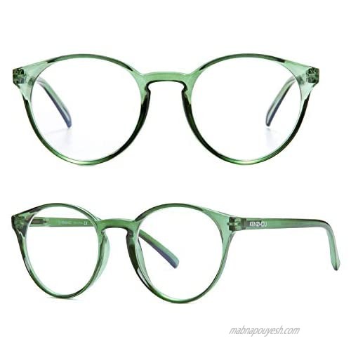 K KENZHOU Blue Light Blocking Glasses Women Round Rim Frame Eyeglasses