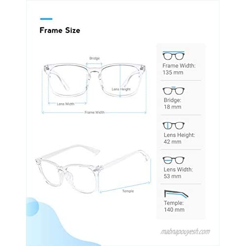 Mimoeye 2 Pack/1 Pack Oversized Blue Light Blocking Glasses Anti Eyestrain Work Gaming TV Glasses for Women and Men
