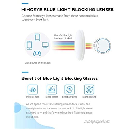 Mimoeye 2Pack/1Pack Oversized Blue Light Filter Glasses TR90 Full Frame Large Square Blue Screen Glasses for Women Men Teens