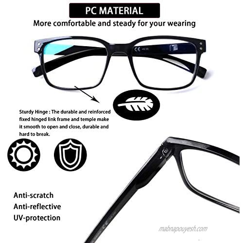 SIGVAN 5 Packs Blue Light Blocking Reading Glasses for Men Women Comfortable Computer Games Glasses Spring Hinge Readers