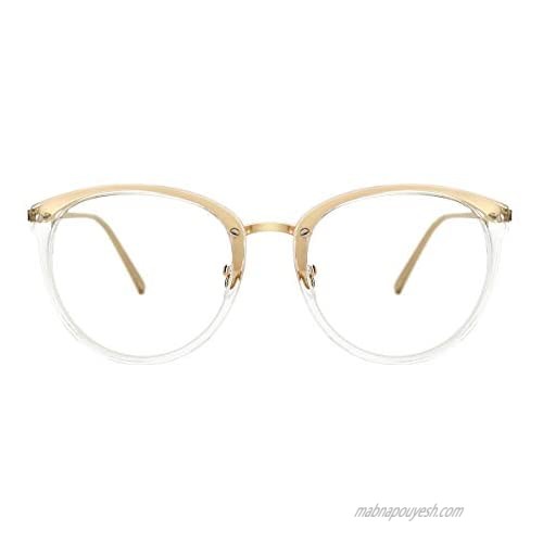 TIJN Blue Light Block Glasses Round Optical Eyewear Non-prescription Eyeglasses Frame for Women Men