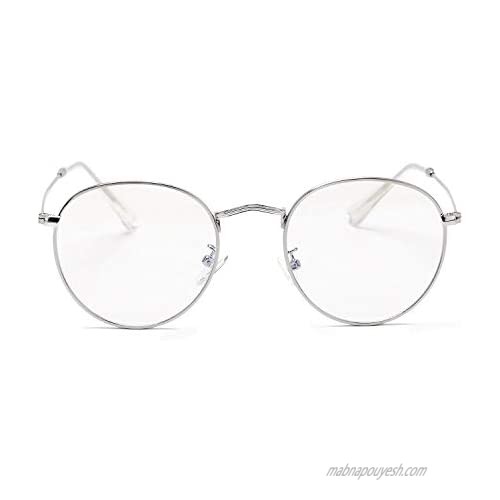 Vintage Small Round Metal Frame Non Prescription Clear Lens Glasses Stylish Unisex Circle Eyeglasses