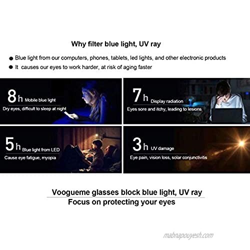 Voogueme Stylish Thick Cat Eye Blue Light Blocking Glasses for Women Black Block UV Blue Light Anti Eyestrain Eyeglasses Effie VFP0183-01