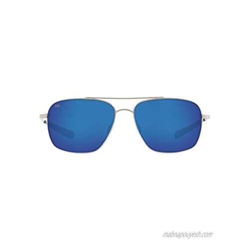 Costa Del Mar Men's Canaveral Polarized Round Sunglasses  Shiny Palladium/Grey Blue Mirrored Polarized-580G  59 mm