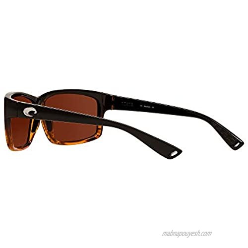 Costa Del Mar Men's Cut Polarized Rectangular Sunglasses Coconut Fade/Copper Green Mirrored Polarized-580G 60 mm