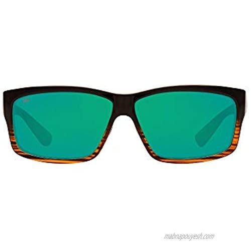 Costa Del Mar Men's Cut Polarized Rectangular Sunglasses  Coconut Fade/Copper Green Mirrored Polarized-580G  60 mm