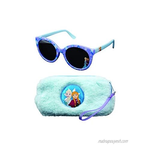 Disney Frozen Frozen Sunglasses &Soft Fuzzy Carrying Case Set for Girls - 100% UV Protection for Kids  Frozen4  One Size
