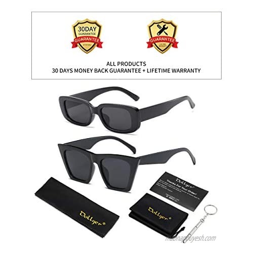 Dollger Rectangle Sunglasses for Women Retro Fashion Sunglasses UV 400 Protection Square Frame Eyewear