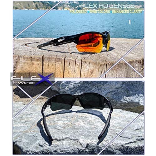 FLEX Polarized Sports Sunglasses for Men & Women. Ultra Tough Lightweight Frame w/ HD lens for Cycling Driving Fishing Golf