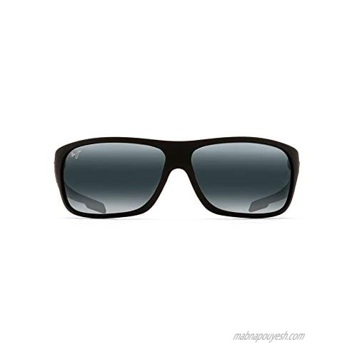 Maui Jim Island Time Polarized Wrap Sunglasses  Matte Black Rubber/Neutral Grey  One Size