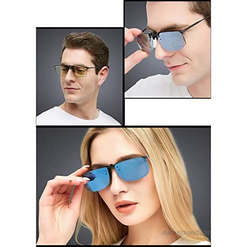 Polarized Clip-on Sunglasses 3 PACK Anti-Glare UV Protection Flip-up Sunglasses Over Prescription Glasses