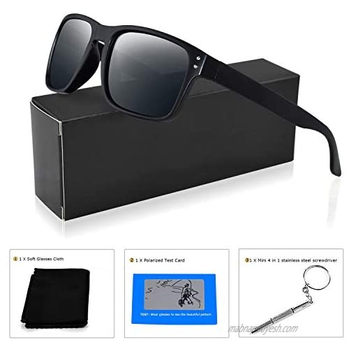 Polarized Sunglasses for Men Women Driving Fishing Unisex Vintage Rectangular Sun Glasses