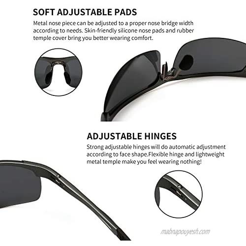 SUNGAIT Men's Polarized Sunglasses for Driving Fishing Golf Metal Frame UV400