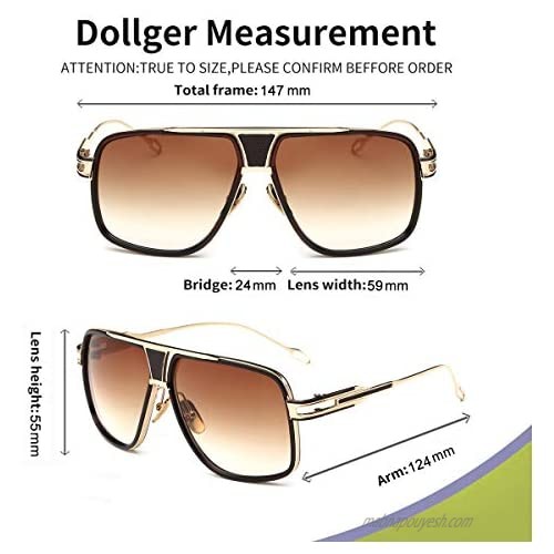 Sunglasses for Men Oversize Classic Black Shades Goggle Retro Gold Alloy Frame Sun Glasses
