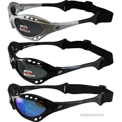 Three Pair Birdz Seahawk Polarized Sunglasses Floating Jet Ski Goggles Sport Kite-Boarding  Surfing  Kayaking  Two Smoke  One Blue Mirror Lens