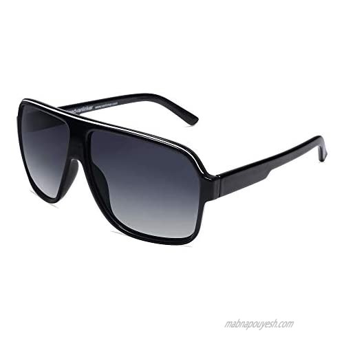 VANLINKER Polarized Oversized Aviator Sunglasses Vintage Retro 70s Square Flat Top Shield Shades VL9576