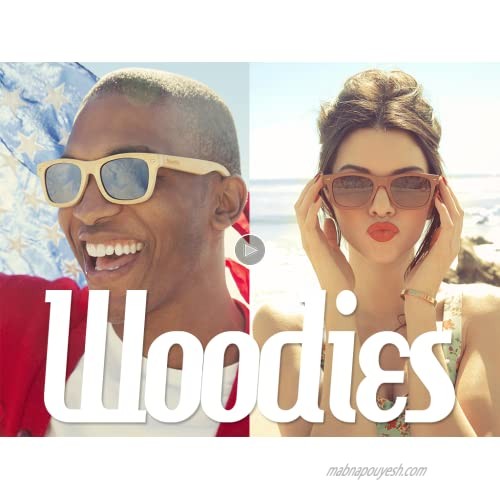 WOODIES Walnut Wood Sunglasses with Flat Mirror Polarized Lens