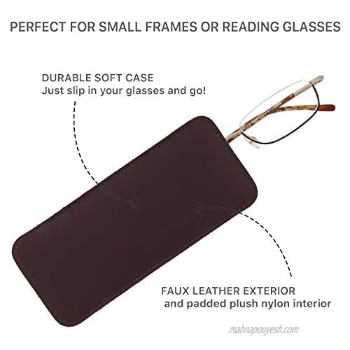 2 Pack Small Glasses Case Faux Leather Slip In Eyeglass Case For Women & Men