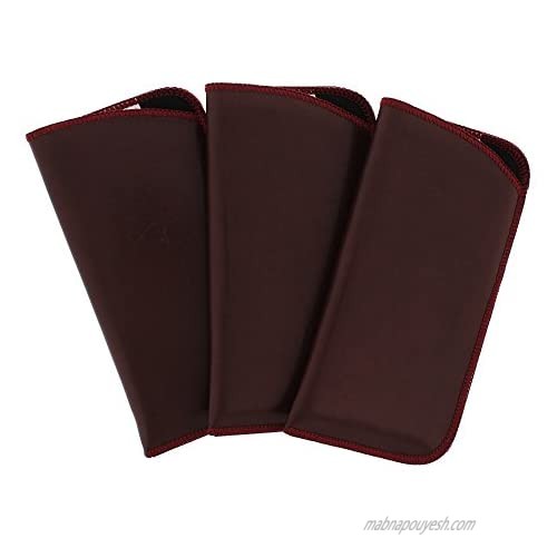 3 Pack Classic Faux Leather Eyeglass Slip Cases In Burgundy For Men And Women