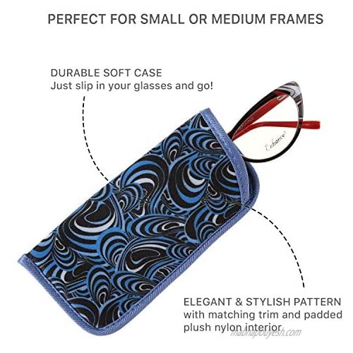 3 Pack Soft Slip In Eyeglass Case for Medium to Large Frames Reading Glasses Sunglasses Women & Men