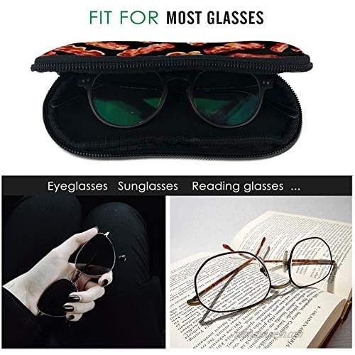Bacon Glasses Case Ultra Lightzipper Portable Storage Box For Traving Reading Running Storing Sunglasses