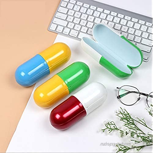 Cadtealir Hard Shell Metal Covered PU Leahter Nearsighted Spectacle Glasses Case Box Capsule Shape Two-Tone Color PU Eyeglasses Case (Yellow & Orange)