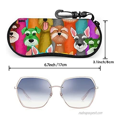 Colorful Oil Cute Schnauzer Dogs Glasses Case Ultra Lightzipper Portable Storage Box For Traving Reading Running Storing Sunglasses