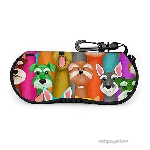 Colorful Oil Cute Schnauzer Dogs Glasses Case Ultra Lightzipper Portable Storage Box For Traving Reading Running Storing Sunglasses