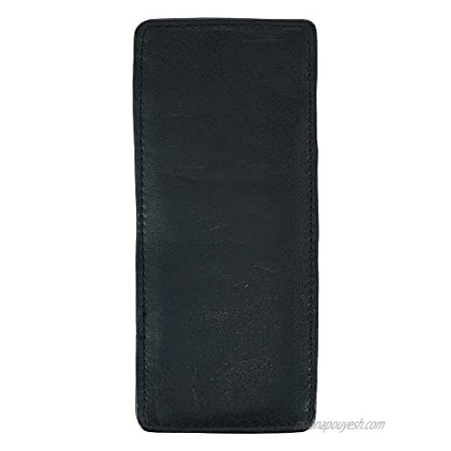 CTM Leather Glasses Case Holder with Hook and Loop Closure