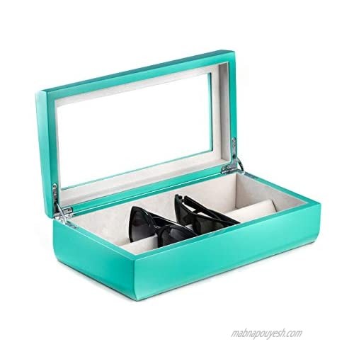 Executive Turquoise Lacquered Wood Eyeglasses Eyeglass Storage Case Box