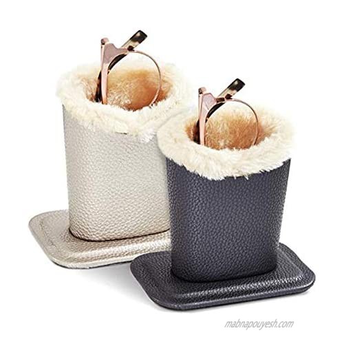 Eyeglass Holder Stand With Soft Plush Lined Protective Glasses Case For Desks Or Nightstands Silver and Black