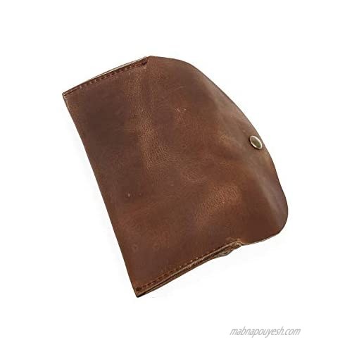 Genuine Leather Thick Sturdy Eyeglasses Case For Glasses Eyewear-Sunglasses Protector Heavy Duty Portable Holder Handmade for 6 inch