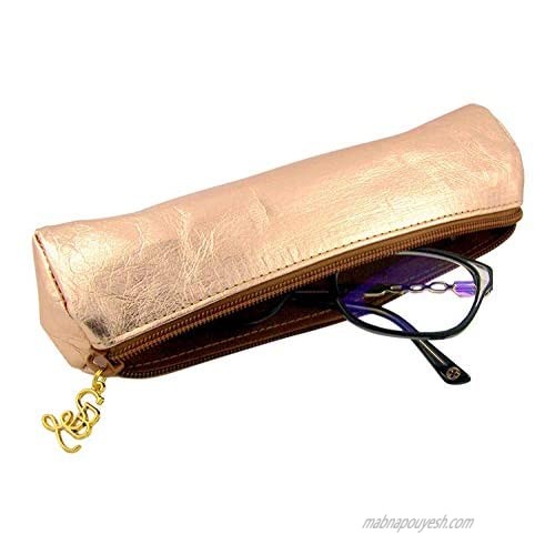 Metallic Rose Gold Washable Paper Glasses Case  7 Inch