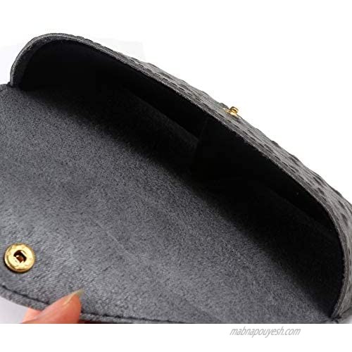 Portable PU Leather Glasses Case Leather Sunglasses Carrying Case Eyewear Pouch with Snap Button Closure for Men Women