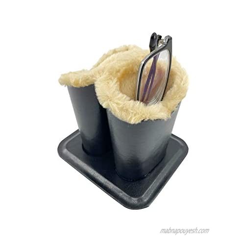PU Leather Eyeglasses Holder Stand for Two Glasses