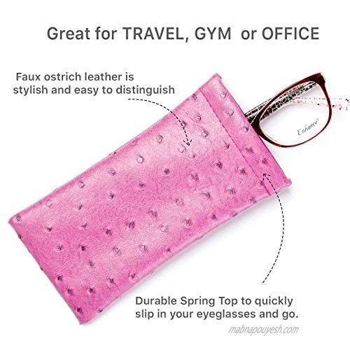 Slip In Eyeglass Case Soft Squeeze Top Pouch For Women Men Medium To Large Glasses