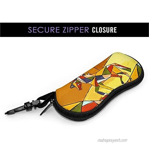 Srupiomg Picasso Ultra Light Portable Neoprene Zipper Sunglasses Eyeglass Soft Case with Belt Clip Glasses Case with Carabiner