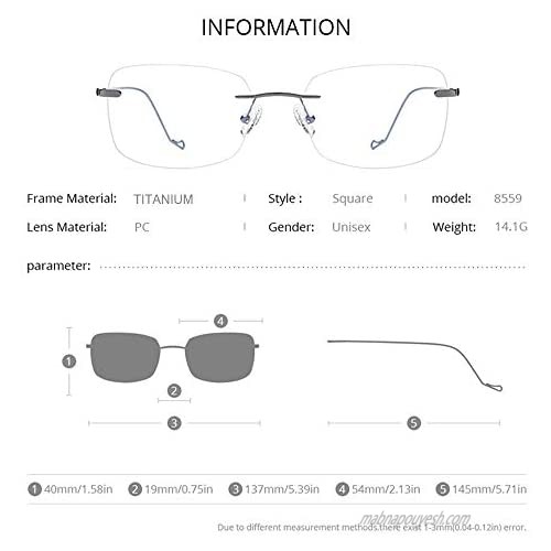 FONEX Titanium Glasses Frame Rimless Frameless Optical Eyewear Eyeglasses for Men and Women 8559